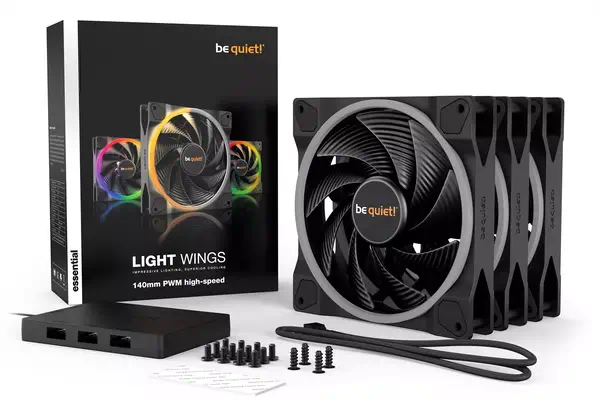 Light Wings 140 mm PWM | Ventilateur PC ARGB high-speed, Pack de 3 - be quiet! - Refroidissement PC - visuel 4