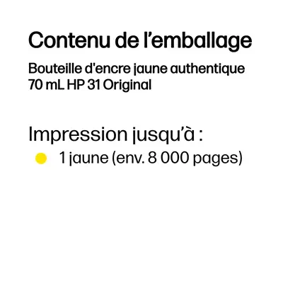 Bouteille d'encre jaune authentique 70 mL HP 31 Original - Autres consommables - visuel 3