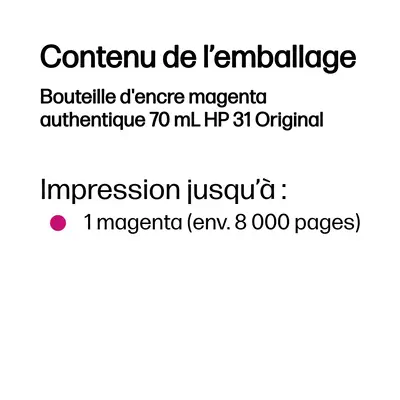 Bouteille d'encre magenta authentique 70 mL HP 31 Original - Autres consommables - visuel 3