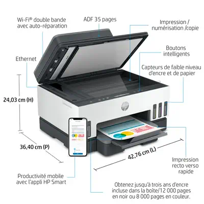 Smart Tank 7305 Sans fil All-in-One Couleur Imprimante, Impression recto-verso; copieur, scanner - HP - Autre Imprimante - visuel 10
