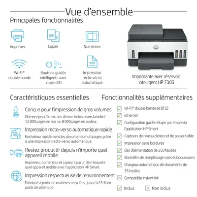 Smart Tank 7305 Sans fil All-in-One Couleur Imprimante, Impression recto-verso; copieur, scanner - HP - Autre Imprimante - visuel 10