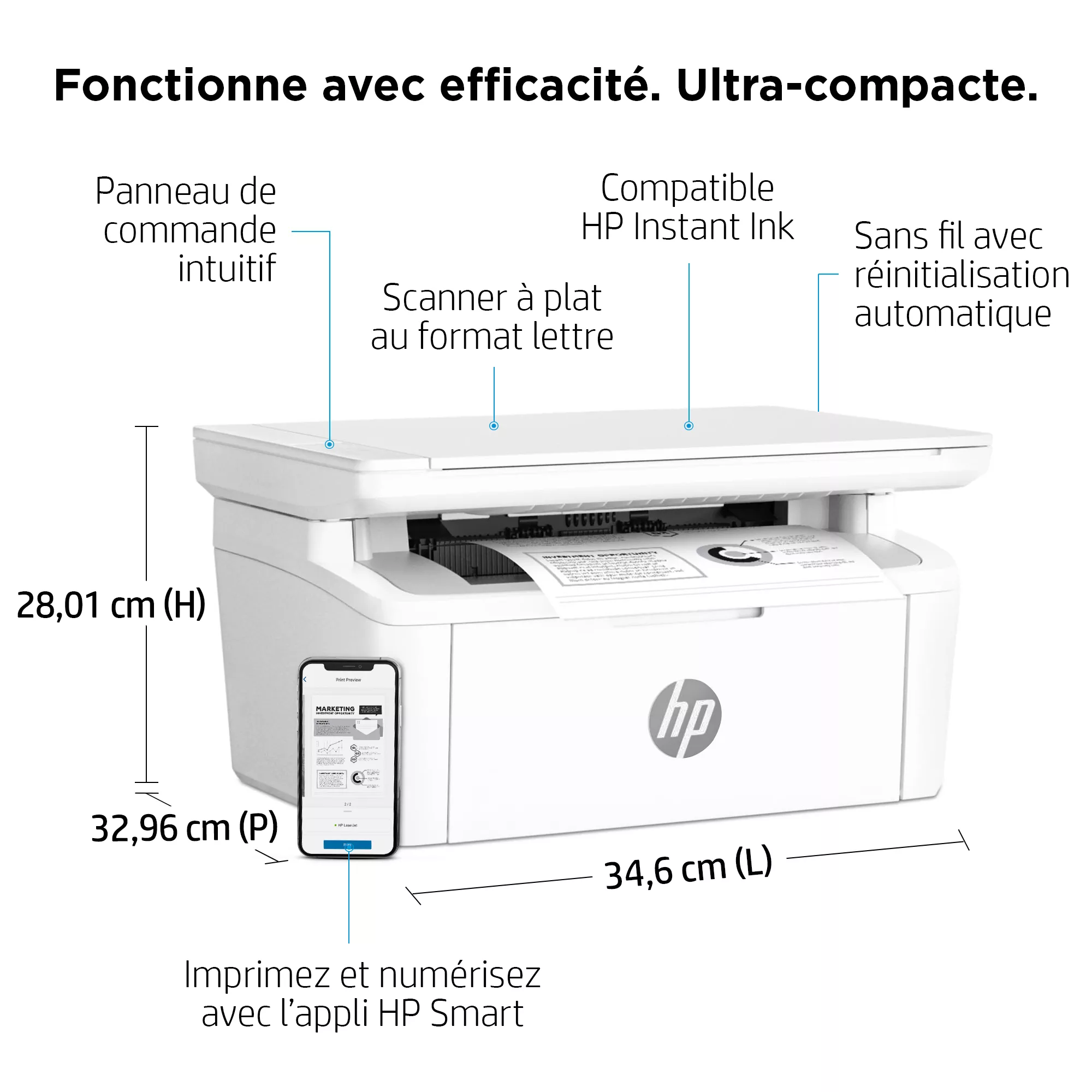 HP LaserJet MFP M140W Mono up to 21ppm HP - visuel 1 - hello RSE - Ne manquez plus d’encre avec Instant Ink pour votre imprimante laser<sup>[5]</sup>