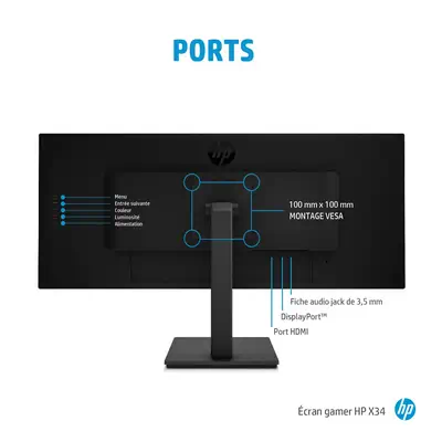 HP X34 WQHD écran plat de PC 86,4 HP - visuel 1 - hello RSE - Affichage Eyesafe® certifié