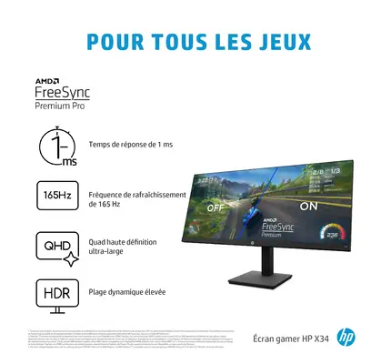 HP X34 WQHD écran plat de PC 86,4 HP - visuel 1 - hello RSE - Réglez votre affichage