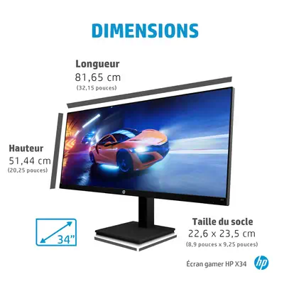 HP X34 WQHD écran plat de PC 86,4 HP - visuel 1 - hello RSE - Offrez-vous le meilleur