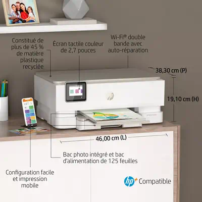Envy Inspire 7224e Sans fil All-in-One Couleur Imprimante, HP - visuel 1 - hello RSE - Panneau de contrôle intelligent et intuitif