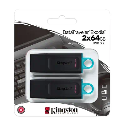 DataTraveler® Exodia (Noir et Turquoise) - 2 unités - Clé USB 3.2 - Kingston - Disque dur Externe - visuel 6
