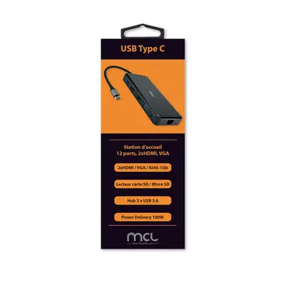MCL MD1A99AUSB3C557 station d'accueil Avec fil USB 3.2 Gen 1 (3.1 Gen 1) Type-C Noir - Station d'accueil pour portable - visuel 6