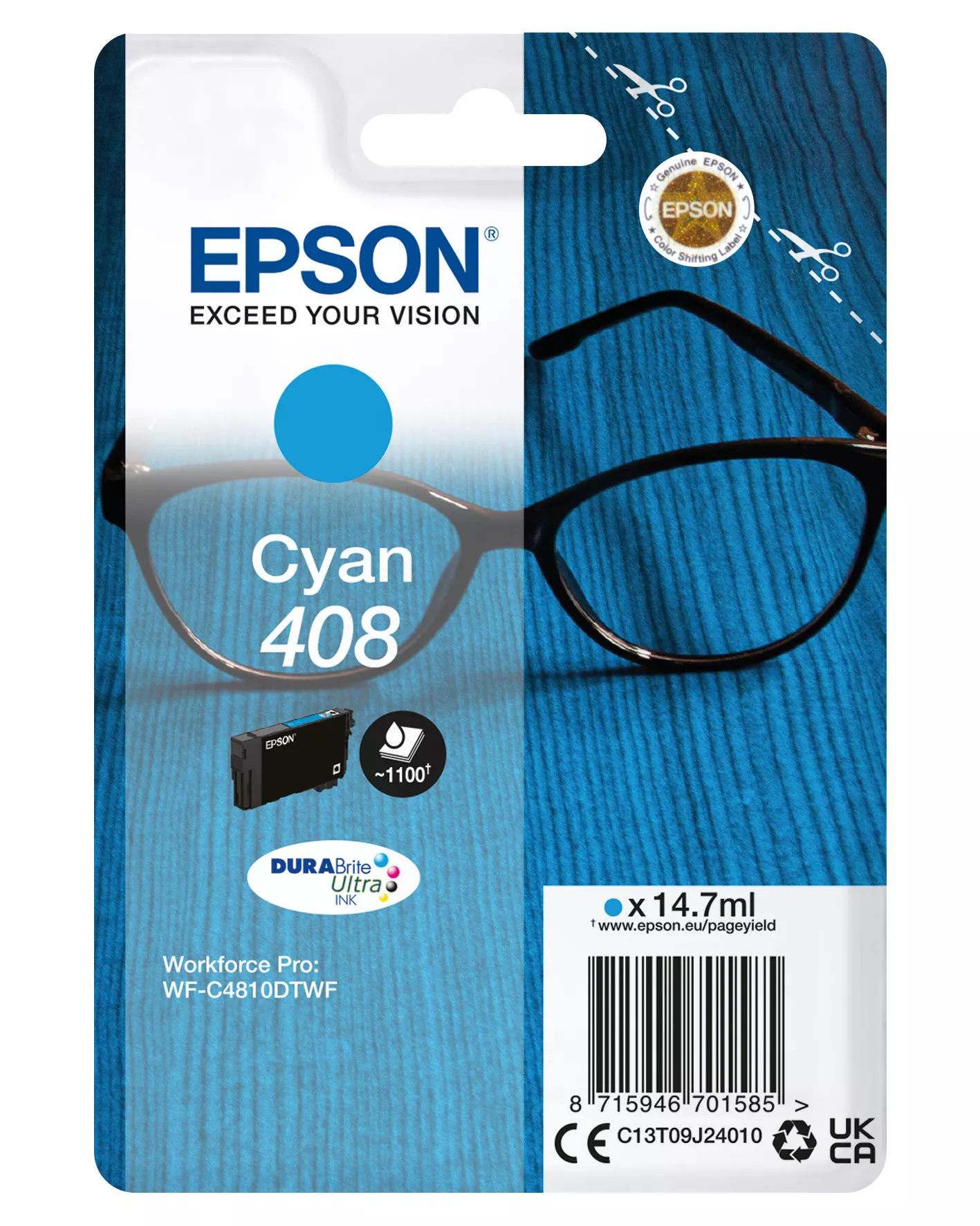 Vente Cartouches d'encre EPSON Singlepack Cyan 408 DURABrite Ultra Ink sur hello RSE