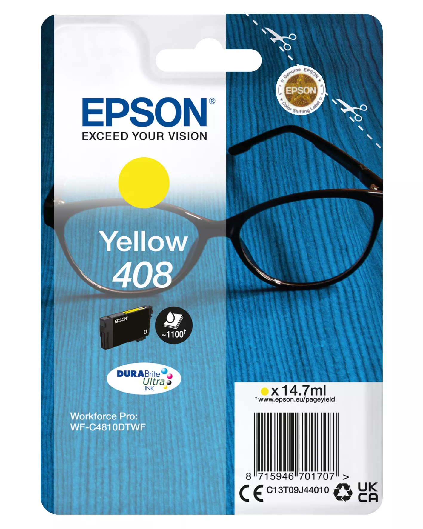Revendeur officiel Cartouches d'encre EPSON Singlepack Yellow 408 DURABrite Ultra Ink