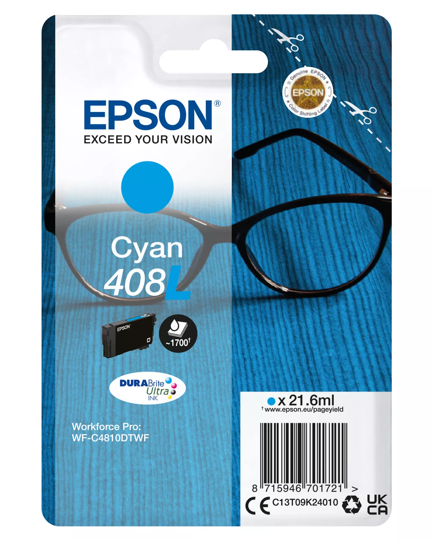 Achat EPSON Singlepack Cyan 408L DURABrite Ultra Ink au meilleur prix