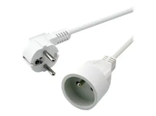 MCL Schuko extension cable - 5m White - Câbles d'alimentation - visuel 1