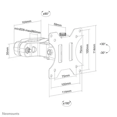 Neomounts FL40-430BL11 Support de colonne pour écran 17-32" - diam. 28-60 mm - Support Fixe & Mobile - visuel 1