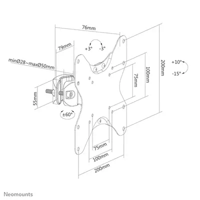 Neomounts FL40-430BL12 Support de colonne pour écran 23-42" - diam. 28-50 mm - Support Fixe & Mobile - visuel 1