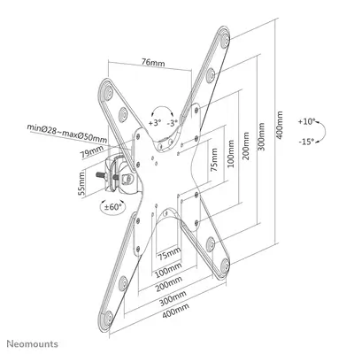 Neomounts FL40-430BL14 Support de colonne pour écran 32-55" - diam. 28-50 mm - Support Fixe & Mobile - visuel 1