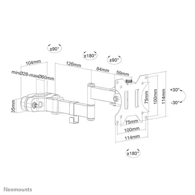 Neomounts FL40-450BL11 Support de colonne pour écran 17-32" - diam. 28-60 mm - orientable - Support Fixe & Mobile - visuel 1