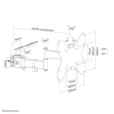 Neomounts FL40-450BL12 Support de colonne pour écran 23-42" - diam. 28-50 mm - orientable - Support Fixe & Mobile - visuel 1