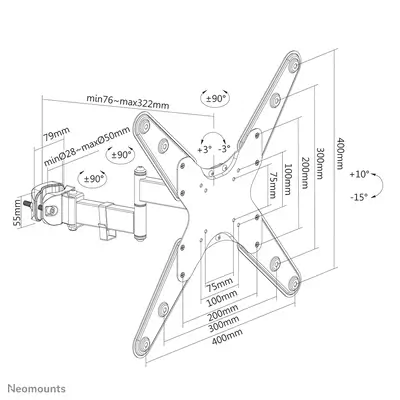 Neomounts FL40-450BL14 Support de colonne pour écran 32-55" - diam. 28-50 mm - orientable - Support Fixe & Mobile - visuel 1