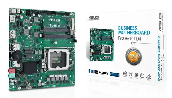 ASUS Pro H610T D4-CSM Intel H610 LGA 1700 Asus - visuel 1 - hello RSE - Optimise la gestion des terminaux informatiques