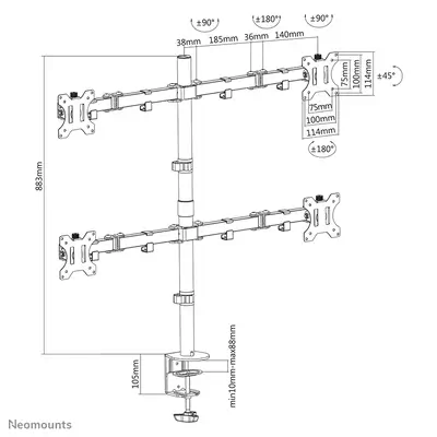 Neomounts FPMA-D550D4BLACK Support d'écran à fixer 13-32" - Support Fixe & Mobile - visuel 1