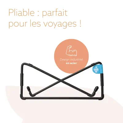 Support pour ordinateur portable R-Go Steel Travel, ergonomique et pliable, noir - R-Go Tools - Autre Accessoire pour portable - visuel 9