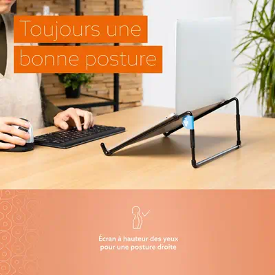 Support pour ordinateur portable R-Go Steel Travel, ergonomique et pliable, noir - R-Go Tools - Autre Accessoire pour portable - visuel 8