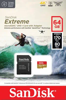 SanDisk Extreme 64 Go MicroSDXC UHS-I Classe 10 - Sandisk - Carte Mémoire - visuel 3
