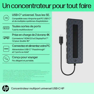 Concentrateur multiport USB-C universel HP - Station d'accueil pour portable - visuel 6