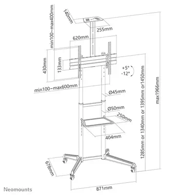Neomounts FL50-550BL1 Support au sol mobile pour écran 37-70" - étagère multimédia et support caméra - Support Fixe & Mobile - visuel 1