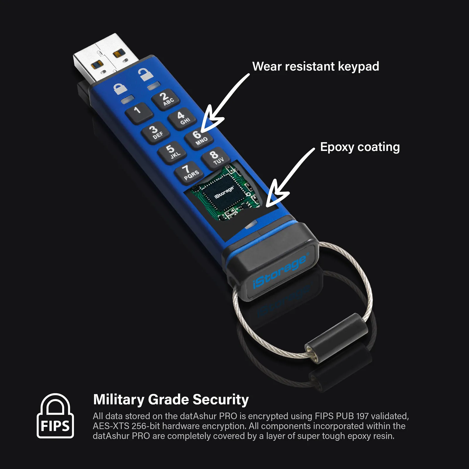 iStorage datAshur Pro USB3 256-bit 16GB - Clé USB - visuel 2