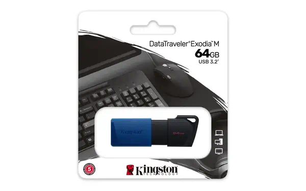 64GB USB3.2 Gen 1 DataTraveler Exodia M (Noir + Bleu) - Kingston - Adaptateur stockage - visuel 6