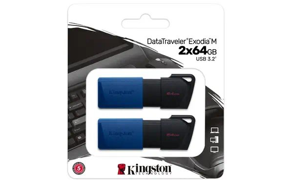 64GB USB3.2 Gen 1 DataTraveler Exodia M (Noir + Bleu) - 2 Pieces - Kingston - Adaptateur stockage - visuel 6