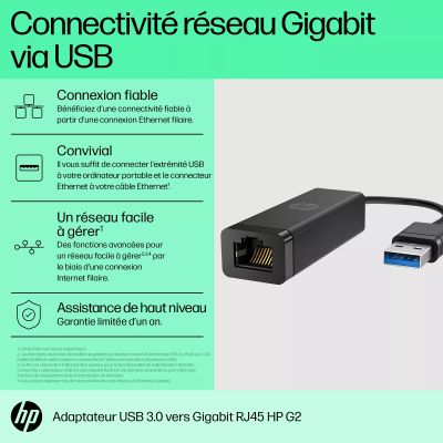 Vente HP USB 3.0 to Gig RJ45 Adapter G2 HP au meilleur prix - visuel 2