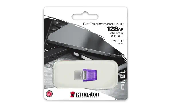 128 Go DataTraveler microDuo 3C 200 Mo/s dual USB-A + USB-C - Kingston - Adaptateur stockage - visuel 5