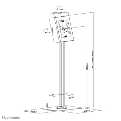Neomounts FL15-650WH1 Support pour tablette au sol 9.7-11" - verrouillable - Accessoires Tablette - visuel 1