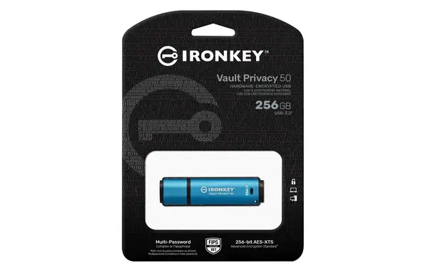 256Go IronKey Vault Privacy 50 chiffrée AES-256, FIPS Kingston - visuel 1 - hello RSE - Gérer localement les clés USB pour les petites et moyennes entreprises