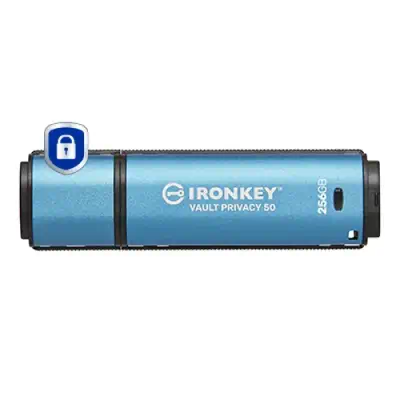256Go IronKey Vault Privacy 50 chiffrée AES-256, FIPS 197 - Kingston - Adaptateur stockage - visuel 1