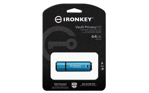 KINGSTON 64Go IronKey Vault Privacy 50 USB AES-256 Kingston - visuel 1 - hello RSE - Gérer localement les clés USB pour les petites et moyennes entreprises