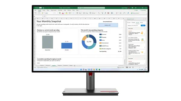 Lenovo ThinkVision P27h-30 LED display 68,6 cm (27") 2560 x 1440 pixels Quad HD LCD Noir - Ecran Ordinateur - visuel 1