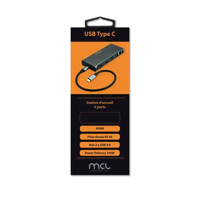 MCL MD1B99AUSB3C000 station d'accueil USB 3.2 Gen 1 (3.1 Gen 1) Type-C Aluminium - Station d'accueil pour portable - visuel 4