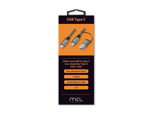 MCL USB 3.2 Type C mesh cable 10G 100W 5A + USB 3.0 - Câble USB - visuel 3