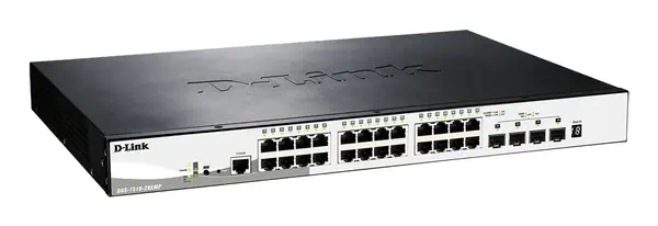 D-Link DGS-1510-28XMP Géré L2/L3 Gigabit Ethernet (10/100/1000) Connexion D-Link - visuel 1 - hello RSE - Ports d'empilage/de liaison montante SFP+ 10G