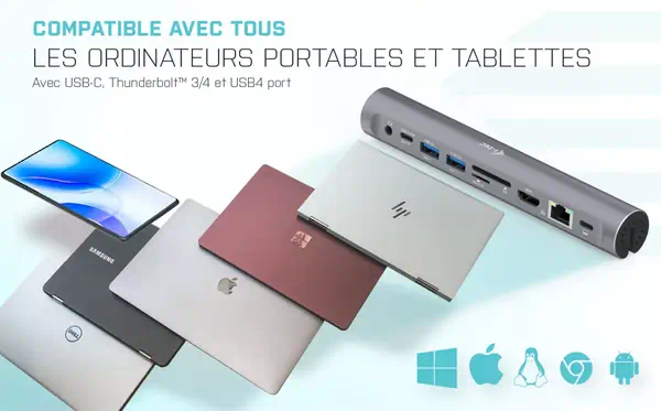 Cooling Pad for notebooks (up-to 15.6”) with USB-C Docking Station (Power Delivery 100 W) - I-Tec - Station d'accueil pour portable - visuel 7