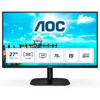 Achat AOC 27B2QAM large 27p VA panel with bright colors HDMI DisplayPort USB au meilleur prix