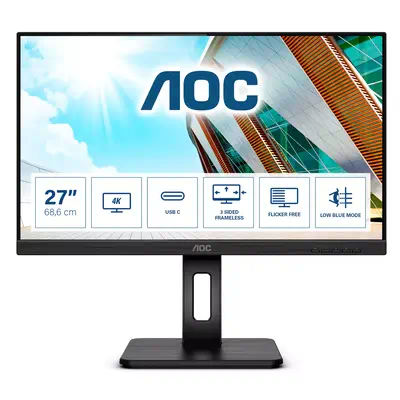AOC U27P2CA écran plat de PC 68,6 cm (27") 3840 x 2160 pixels 4K Ultra HD LED Noir - Ecran Ordinateur - visuel 1