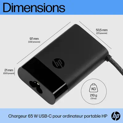 Chargeur pour ordinateur portable HP USB-C 65 W - Chargeur et alimentation - visuel 4