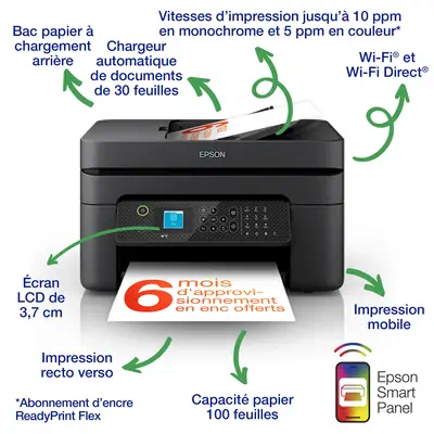 Epson WorkForce WF-2930DWF Jet d'encre A4 5760 x 1440 DPI 33 ppm Wifi - Multifonctions Jet d'encre - visuel 6
