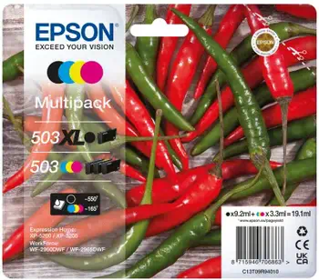 Revendeur officiel Cartouches d'encre EPSON Multipack 4colours 503 XL Black/Std. CMY