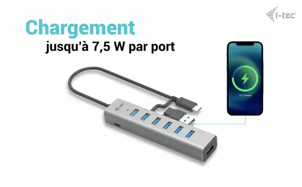 i-tec USB-C/USB-A Charging Metal HUB 7 Port - I-Tec - Accessoires Tablette - visuel 6