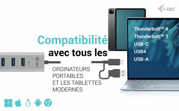 i-tec USB-C/USB-A Charging Metal HUB 7 Port - I-Tec - Accessoires Tablette - visuel 4